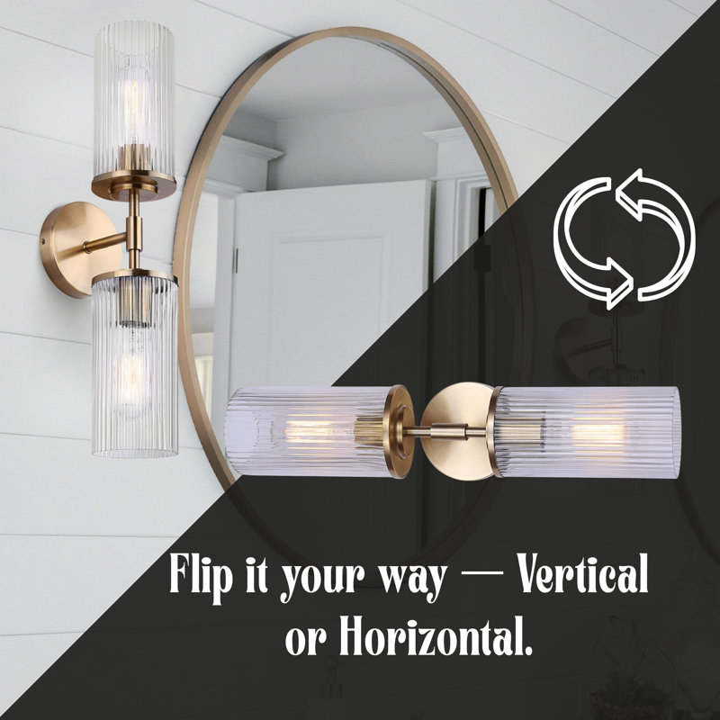 KINSLEA 4.75 In. 2 Light Vanity With Glass Shade, Gold, Clear