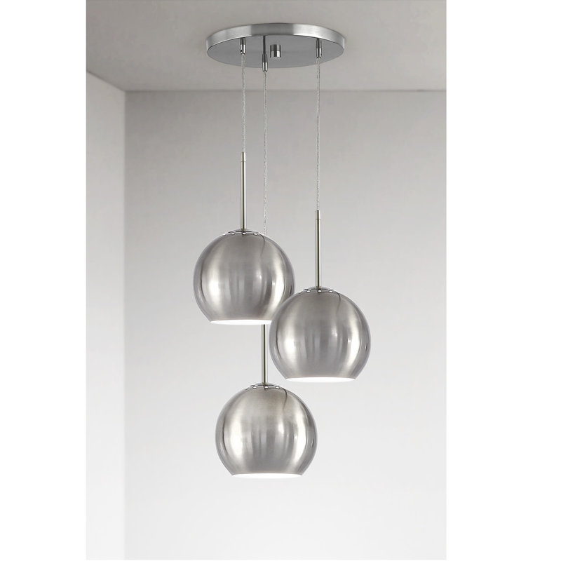 Luminaire suspendu en verre Shynar Globe, Nickel brossé, Nickel brossé