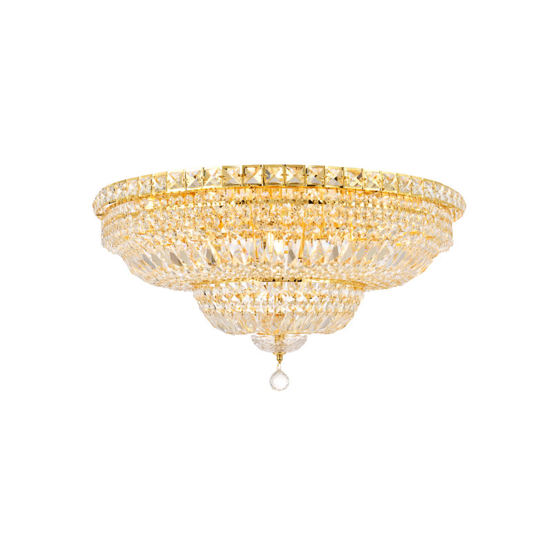 Cristal taillé royal clair Tranquil Maxfield, H 14 po x l 30 po x P 30 po, Doré, 18 lumières
