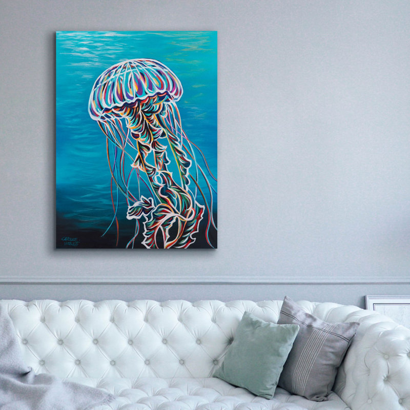 «Colorful Jellyfish 2» par Carolee Vitaletti, art mural sur toile, H 54 po x l 40 po x P 1,5 po