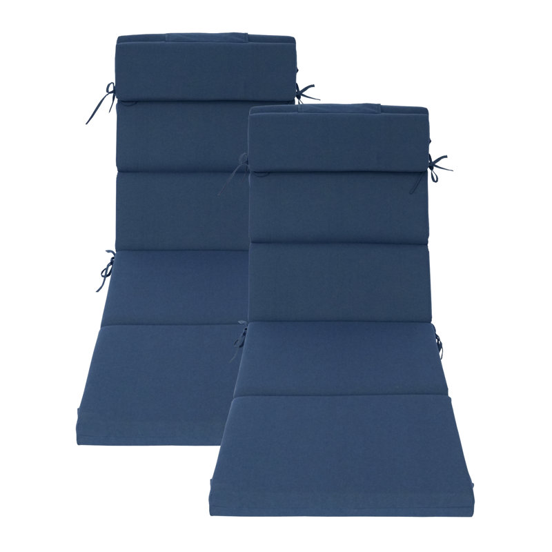 Ensemble de 2 coussins pour chaise longue d'extérieur avec oreiller - Bleu marine - 63,5 cm x 195,5 cm x 7 cm, Marine