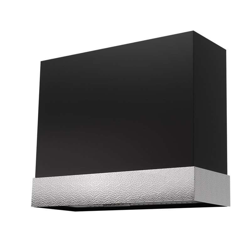 Akicon Stainless Steel 600 CFM Ducted (Vented) Wall Mounted Required Range Hood, Black/Nickel