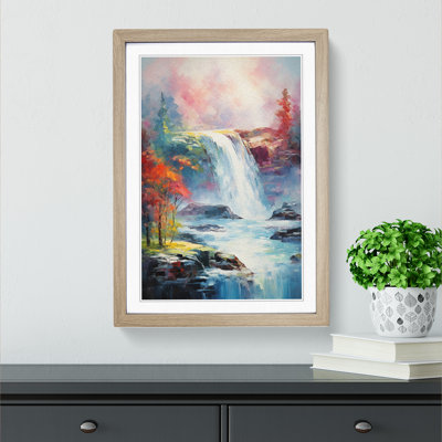 Waterfall Impressionism Art - Framed Print