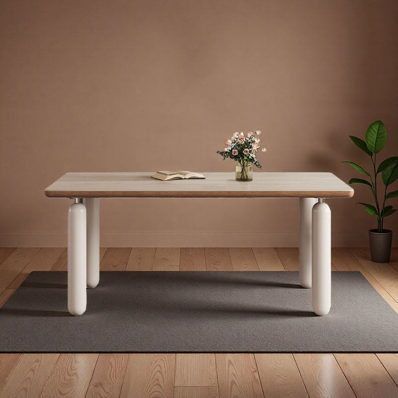 Table de salle à manger à plateau rectangulaire en marbre French Cream, H 29,5 po x L 70,9 po x l 35,4 po