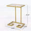 Table d'appoint moderne et glamour en forme de C avec structure en fer durable et plateau en verre trempé, parfaite pour les espaces de vie élégants.