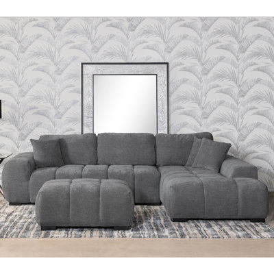 Canapé d'angle rembourré 119,25 po L x 79,5 po P x 35,5 po H, gris anthracite, idéal pour les grands groupes ou une personne seule.