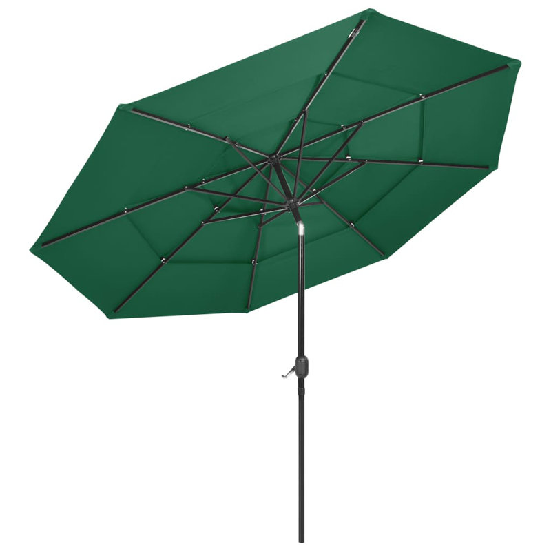  Parasol rond en aluminium thermolaqué inclinable, H 95,7 po x l 118,1 po x P 118,1 po, Vert