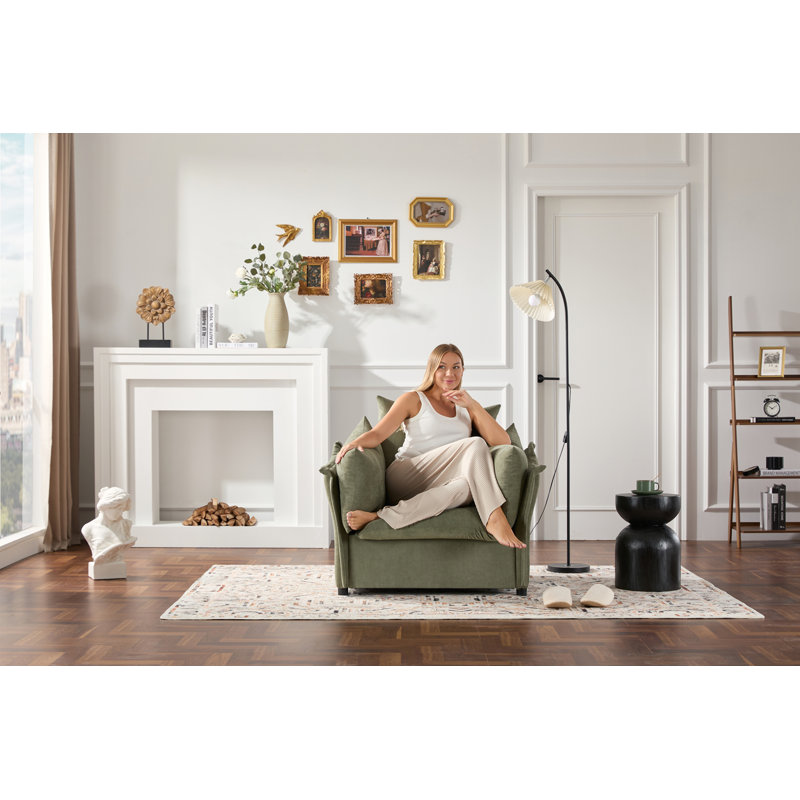 Fauteuil surdimensionné en chenille de style moderne, Vert