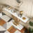 Modern Console Table With Faux Marble Top, Behind Couch Table-1623968774