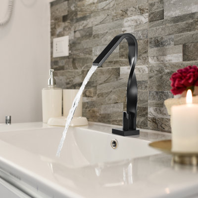 Robinet de salle de bain à trou unique en forme de spirale avec plaque de recouvrement