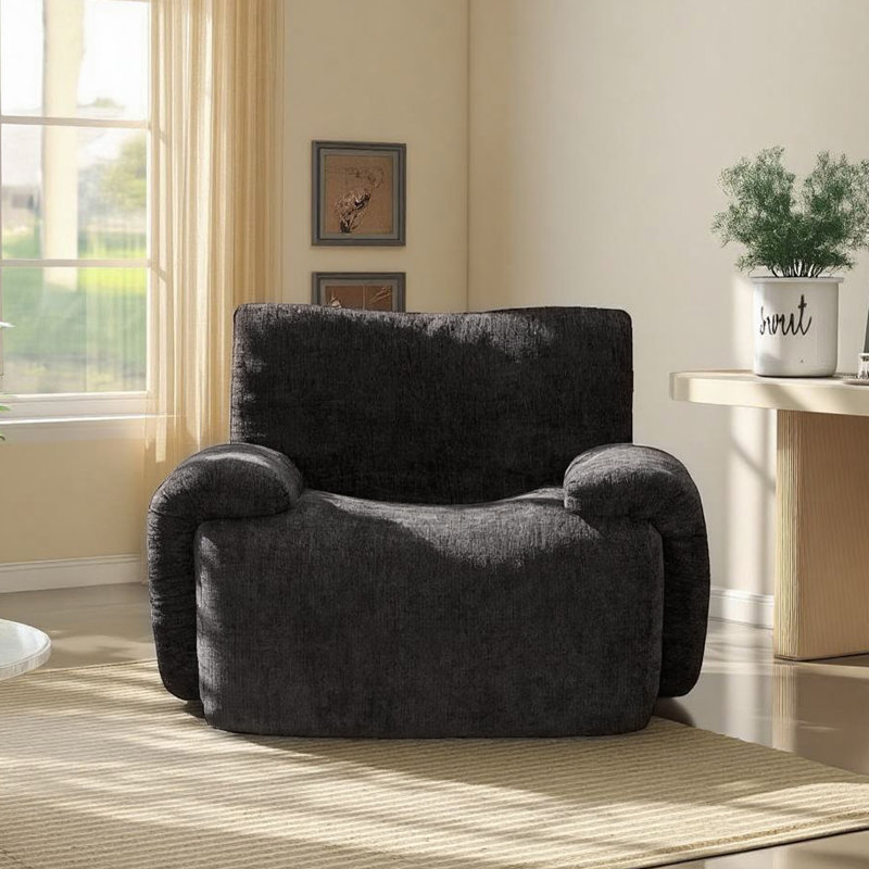 42" Modern Upholstered Oversized Compression Accent Chair, Black