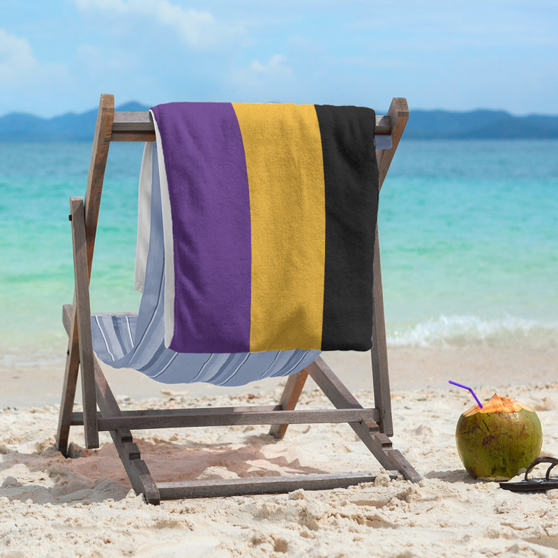 Cotton Blend Lightweight Beach Towel, Purple/Gold/Black