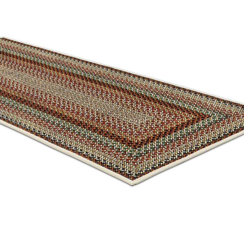Machine Washable Kitchen Mat with Non-Slip Backing (Set of 3), Red;Brown