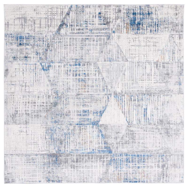 Shivan 100 Performance Abstract Rug, Square 6'7"