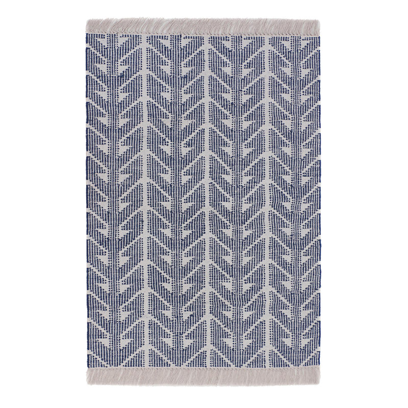 Up And Down Geometric Area Rug in Blue/White, Rectangle 8' x 10'