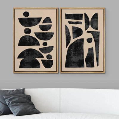 «Brown Mid-Century Polygon», 2 pièces