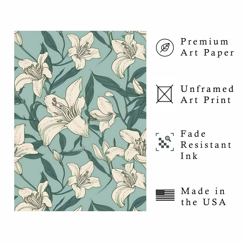 Floral, motif floral II, H 16 po x l 12 po