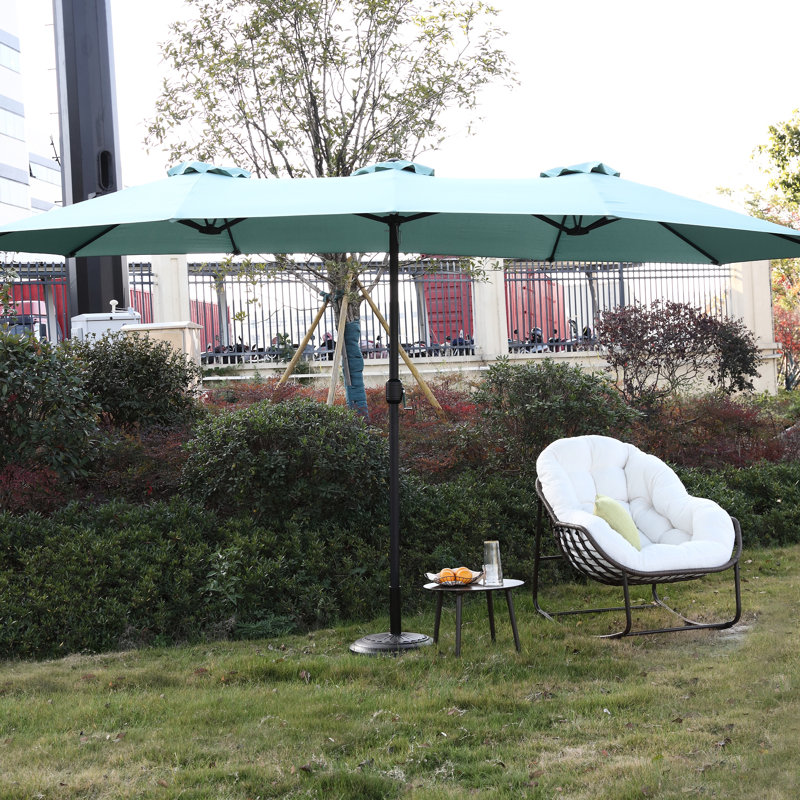 Double Sided Patio Umbrella. Large Rectangular. 100% Fabric. Easy Stop Function. Ideal For Garden, Poolside, Backyard Spot Outdoor Umbrella Rectangular - . Canopy. Effortless Shutting