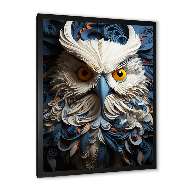 Owl Eyes In The Shadows sur impression sur toile, Cadre noir, H 32 po x l 16 po x P 1 po