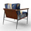 Fauteuil moderne en velours bleu géode abstrait I, fauteuil d'appoint abstrait en marbre-151340380
