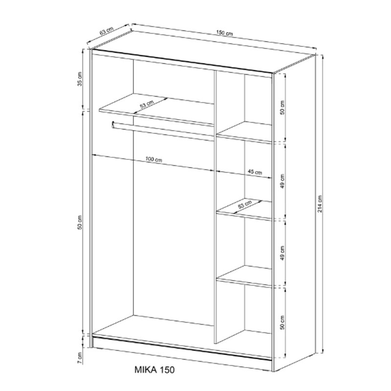Fazin 2 Door Wardrobe, White Matt
