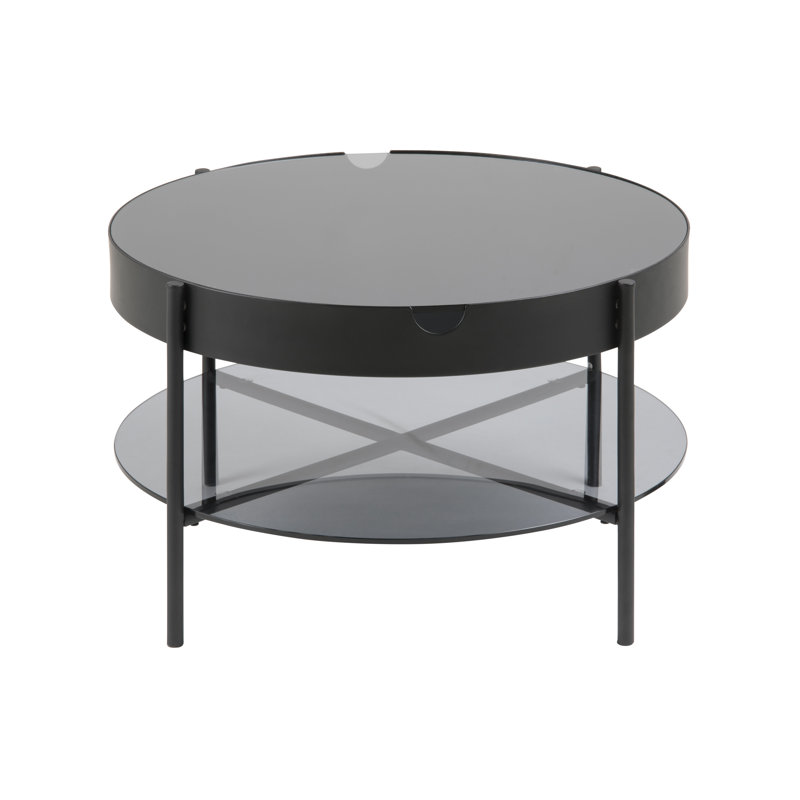 Greely Coffee Table with Storage, 45 cm H x 75 cm L x 75 cm W, Black