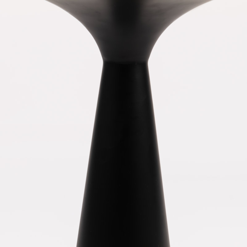 Table d'appoint moderne avec plateau en marbre blanc et piédestal noir brossé, Noir