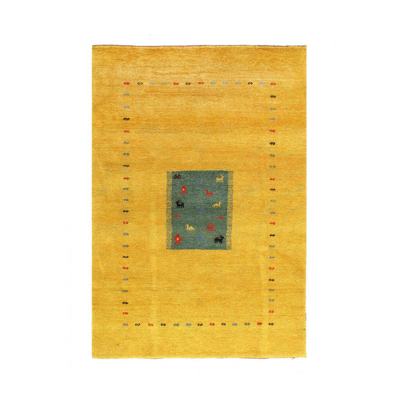 Tapis rectangulaire en laine d'agneau rectangulaire unique de 9 pi x 6 pi Latrone