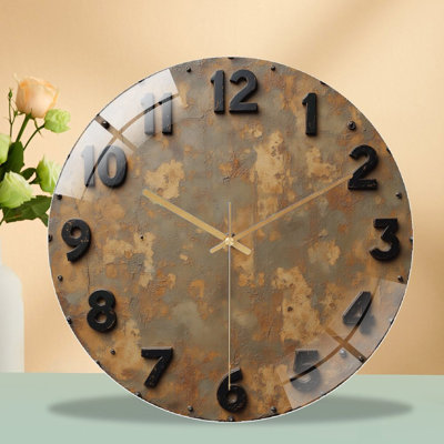 Horloge murale rétro avec chiffres en métal - horloge murale moderne en verre 12 po