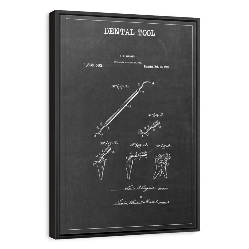 Brevet pour outils dentaires BW, 31 po x 46 po, Cadre flottant noir