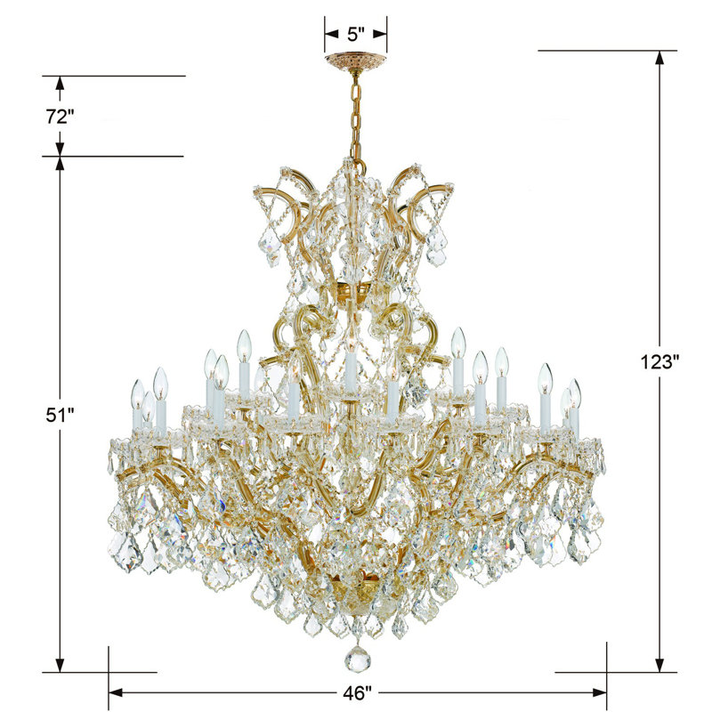 Lustre empire 25 lumières Wehr, Or, Strass Swarovski