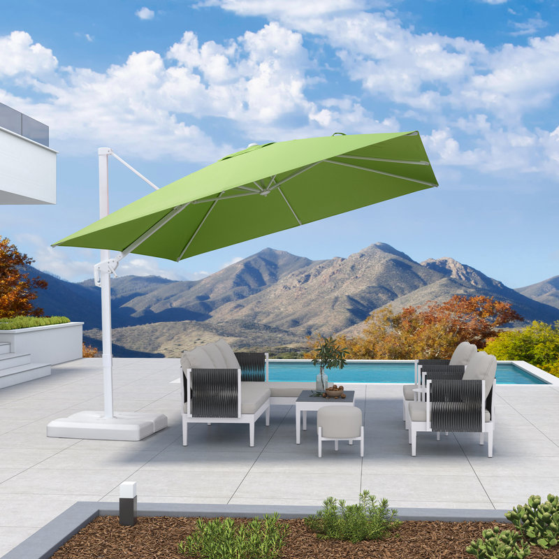 Parasol excentré carré blanc en porte-à-faux 120 po Arlmont & Co., Vert