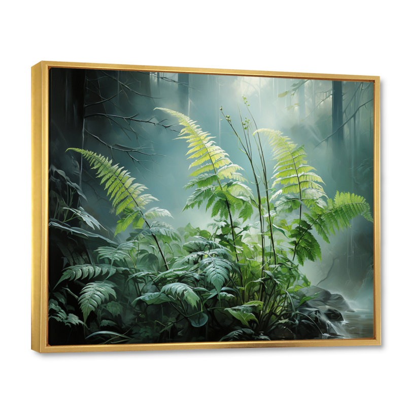 " Ferns Romantic Impression III ", H 34 po x l 44 po x P 1,5 po, Cadre flottant doré