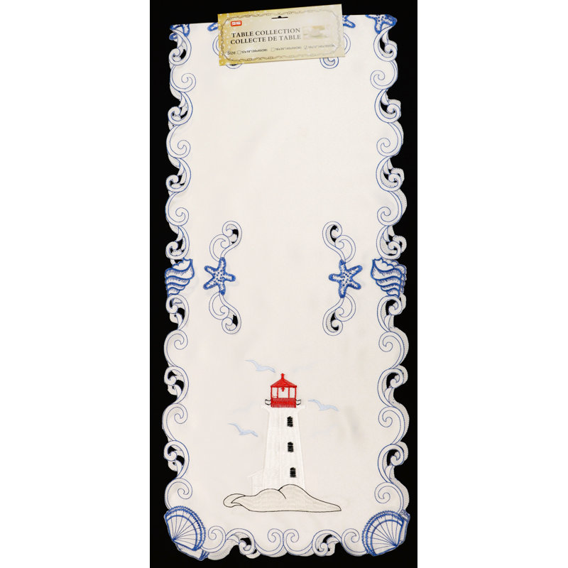 Tapis de broderie blanc / phare, Tapis de couloir 72 po