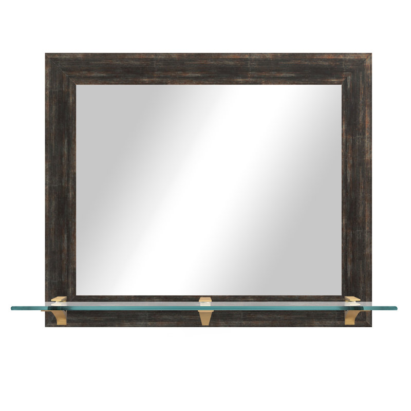Camyle Marley Flat Wall Mirror, Brown Distressed