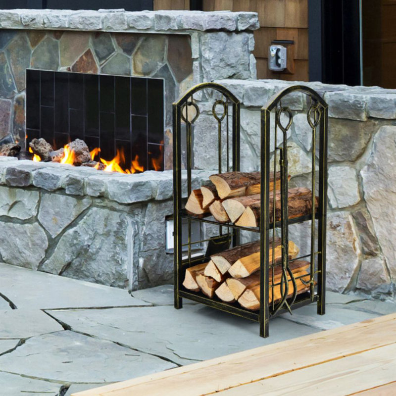 Brunter 17'' W Metal Log Rack, Bronze