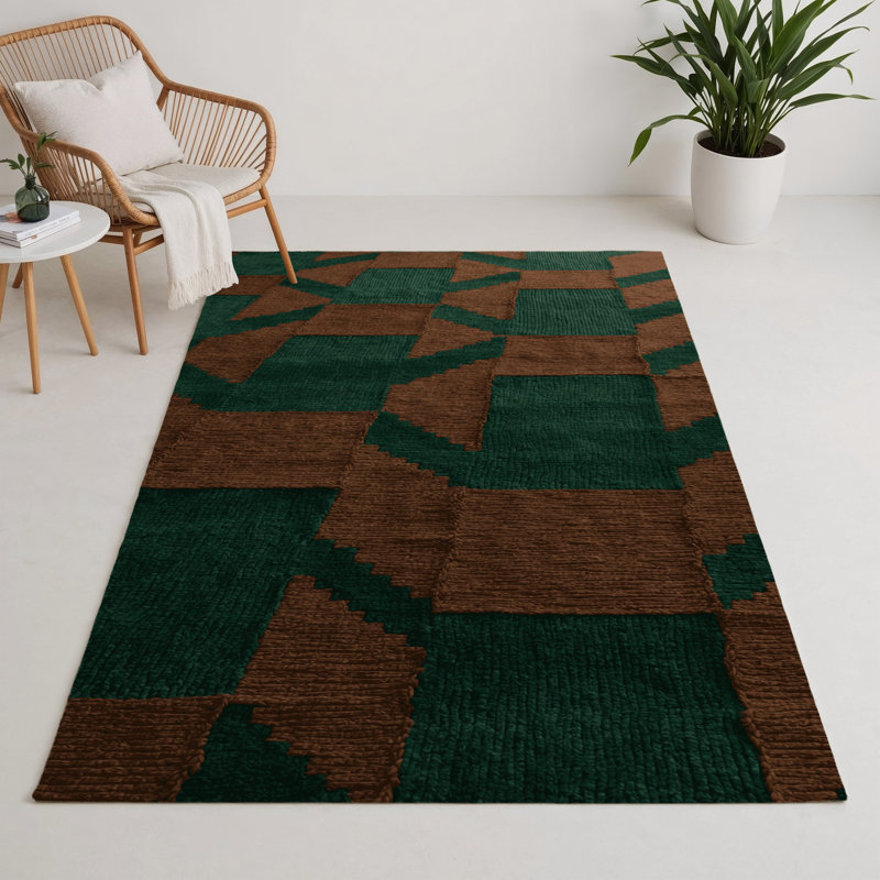 Tapis d'intérieur et d'extérieur à carreaux vert, Rectangulaire 3 pi x 5 pi