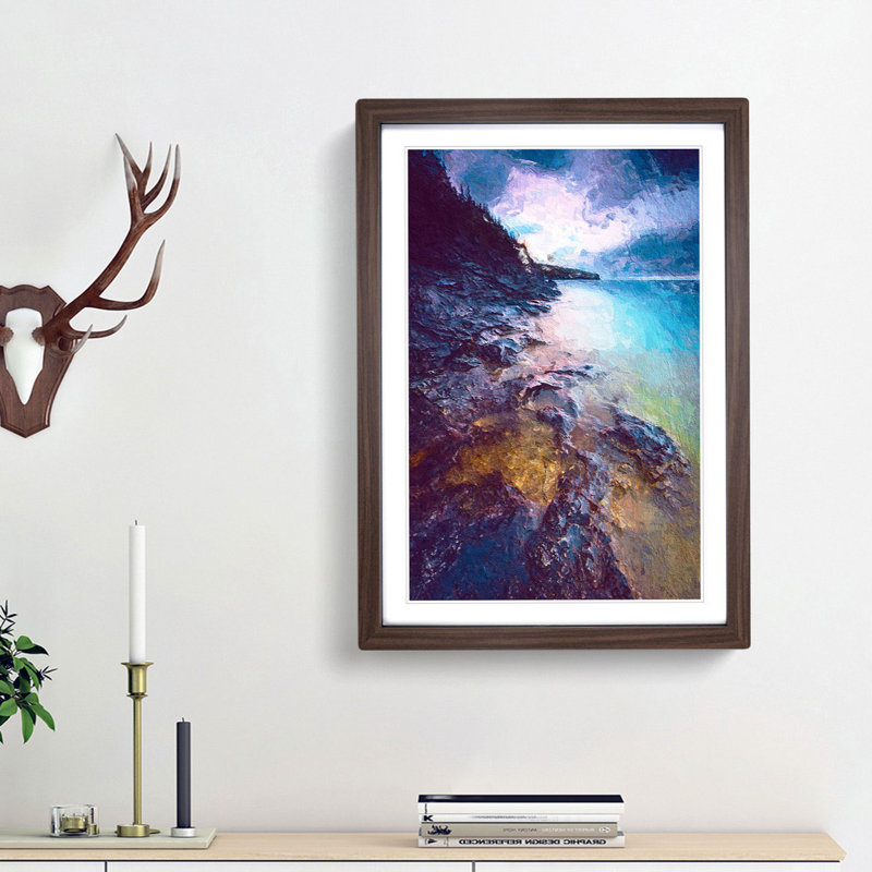 Georgian Bay in Canada - Picture Frame Painting Print, 48cm H x 36cm W x 2cm D, Walnut Framed