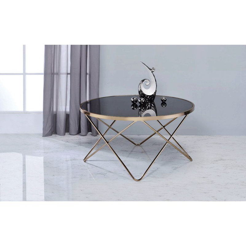 Glass Top Coffee Table, 18" H x 34" L x 34" W, Marble