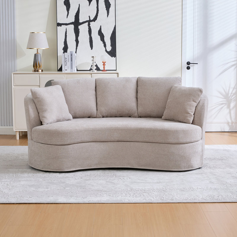Canapé incurvé de 73,82 po de largeur, Taupe