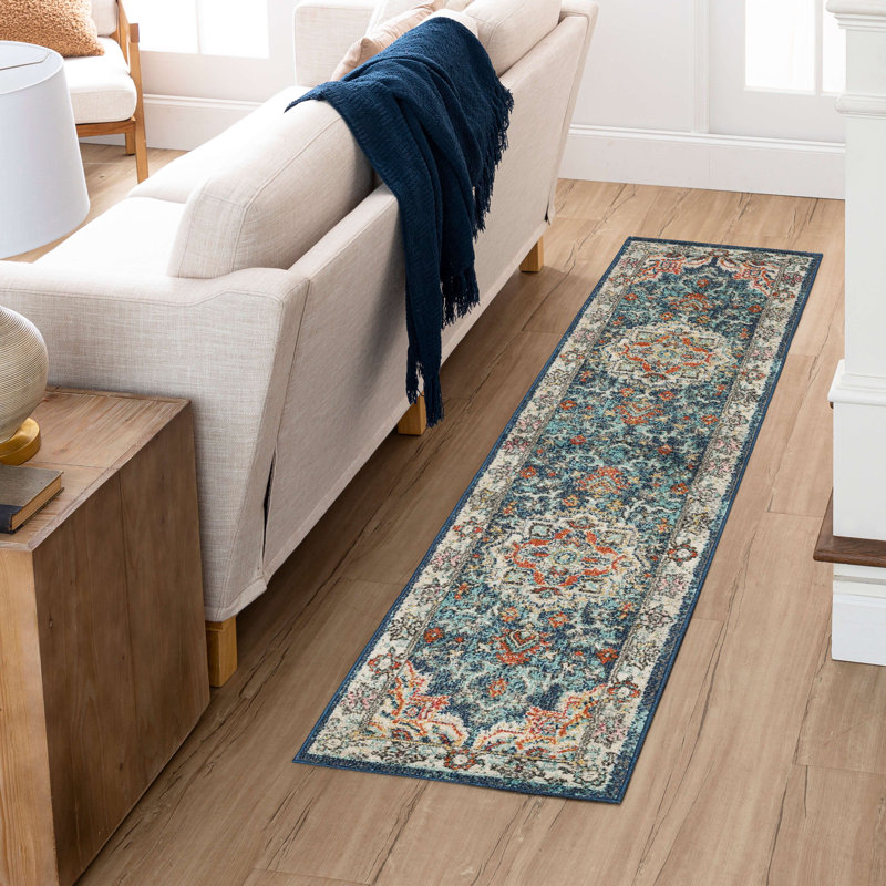 Devonshire Blue Ornamental Medallion Area Rug, Runner 1'11" x 8'