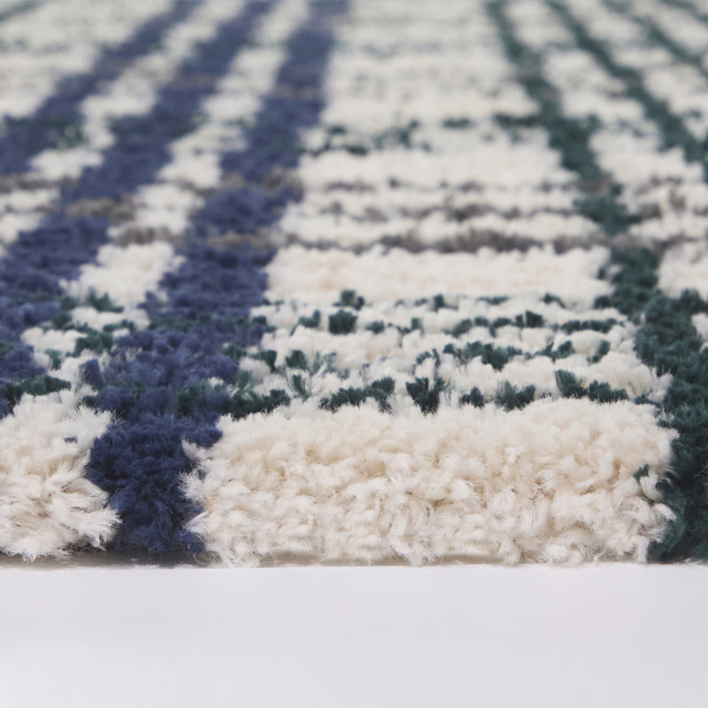 Andrew Blue Modern Plaid Area Rug, Rectangle 5'3" x 7'