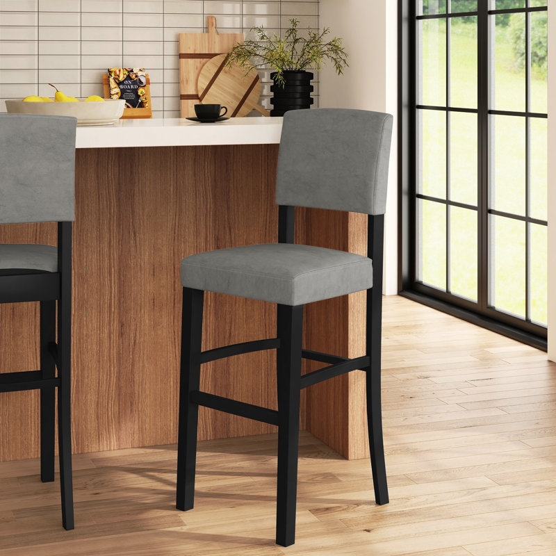 Tabouret de bar et de comptoir rembourré Barile, Tabouret de bar (siège de 30 po de hauteur), Gris colombe