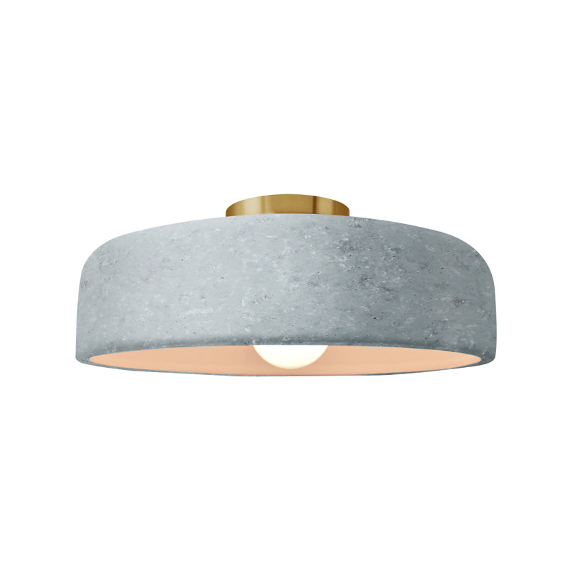 Plafonnier semi-encastré Radiance, Laiton brossé, H 6 po x l 13 po x P 13 po, Béton