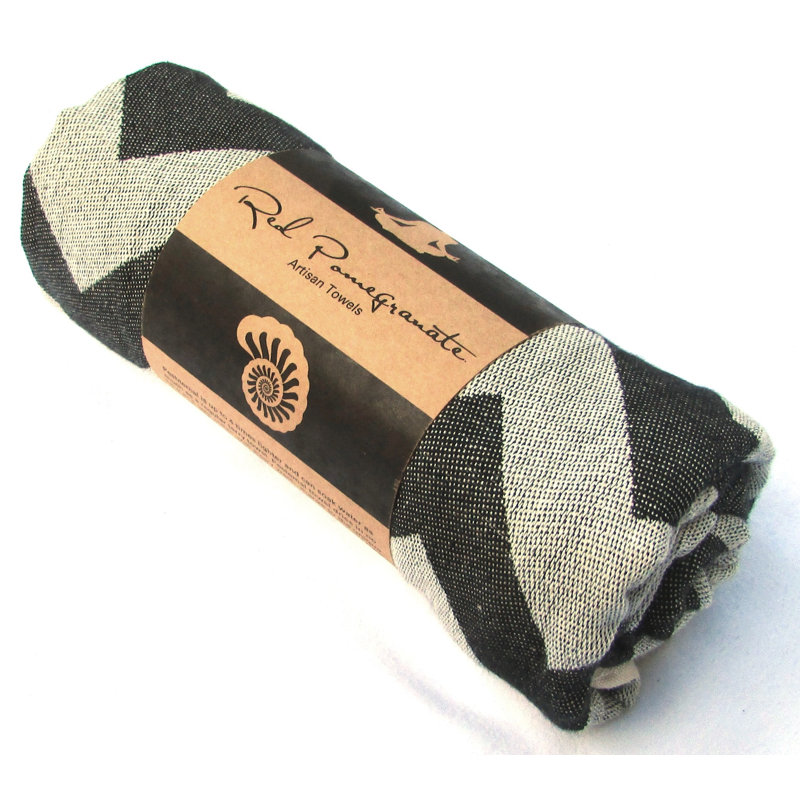 Turkish Cotton Jacquard Beach Towel, Black