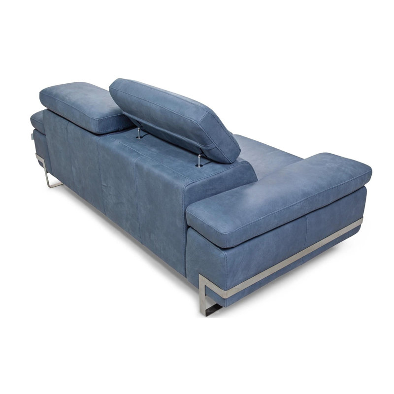 Causeuse Wonard, L 87 po, Cuir bleu