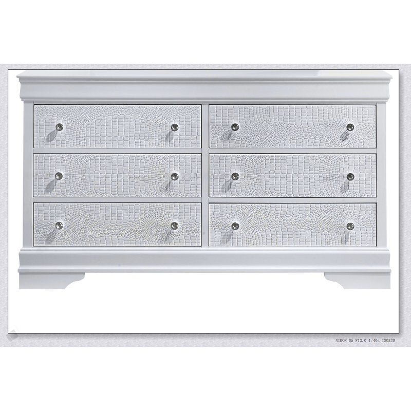 Commode en bois blanche à 6 tiroirs Blaze, Blanc