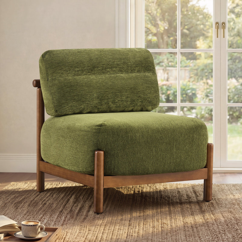 Chaise d'appoint en bois massif au design intemporel et grain de bois naturel, Vert