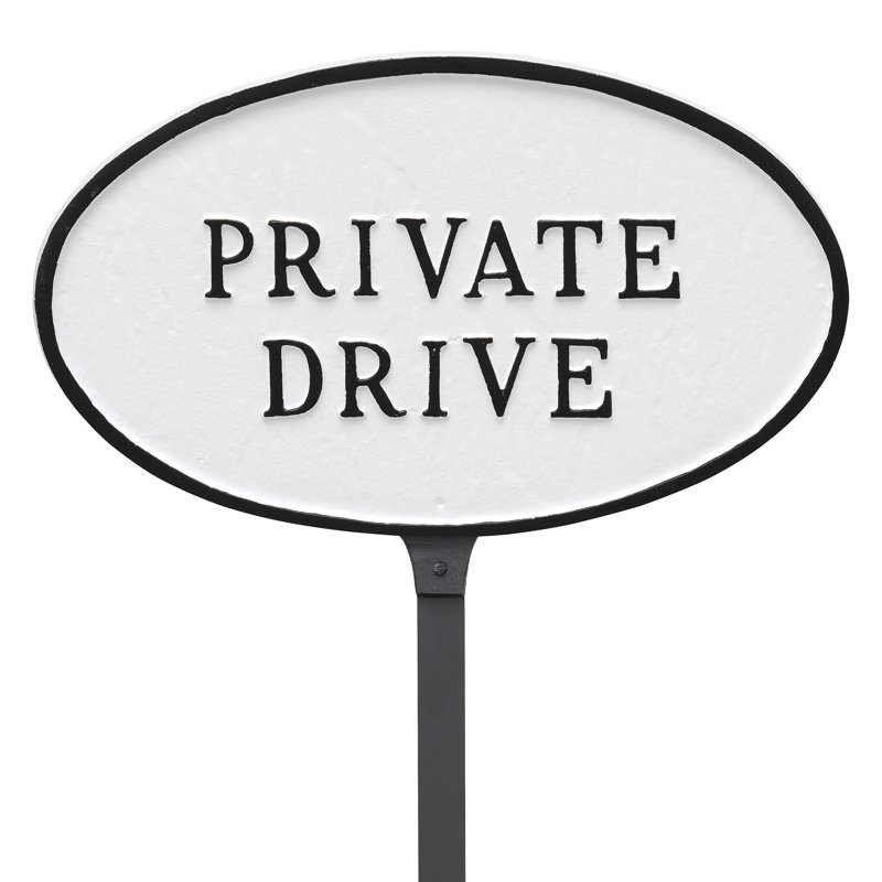 Enseigne de jardin en forme de voiture privée bodiford, Blanc / Noir, H 8,5 po x l 13 po x P 0,25 po