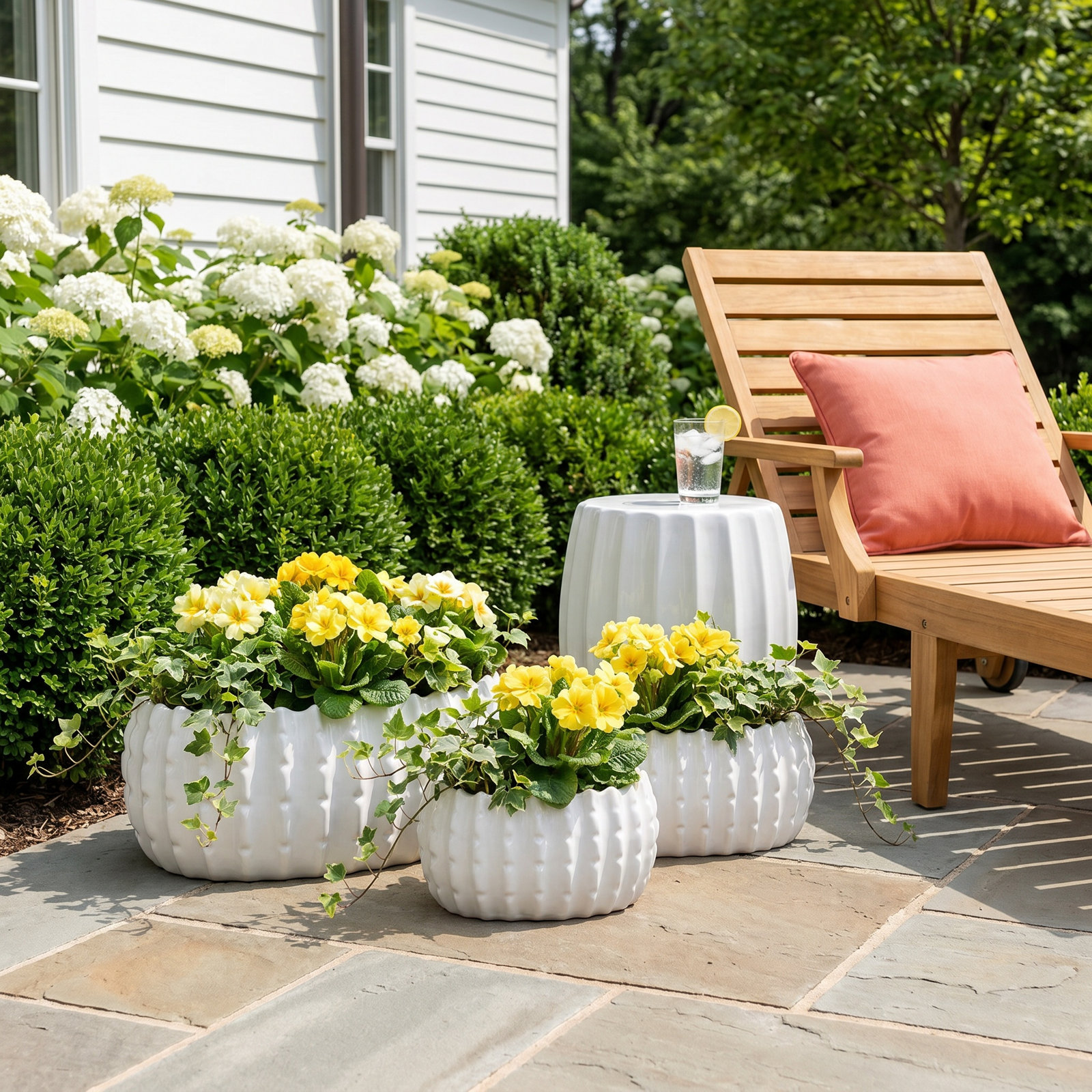 17" Ceramic Planter, White